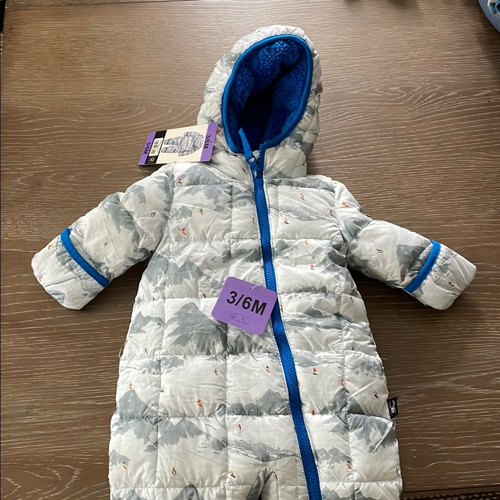 Spider 3/6mo Gray and Blue Baby Snowsuit